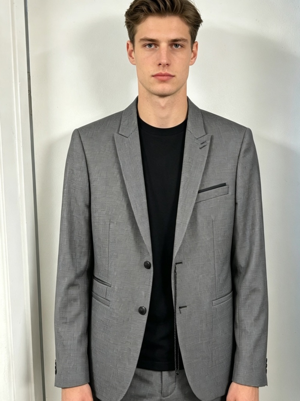 NWT $575 The Kooples Paris Men’s Suit Blazer Jacket Crossed squares print 48 38